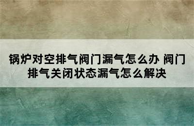 锅炉对空排气阀门漏气怎么办 阀门排气关闭状态漏气怎么解决